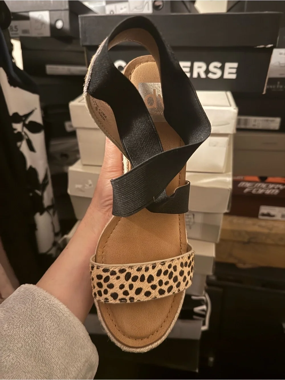 DV by Dolce Vita Leopard Print Espadrille Wedge with Black Cross Straps 9 NWT